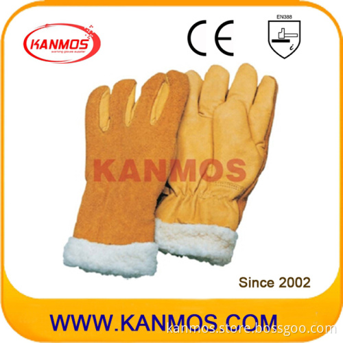 Yellow Cowhide Warm Winter Industrial Safety Mittens Work Gloves (12308)